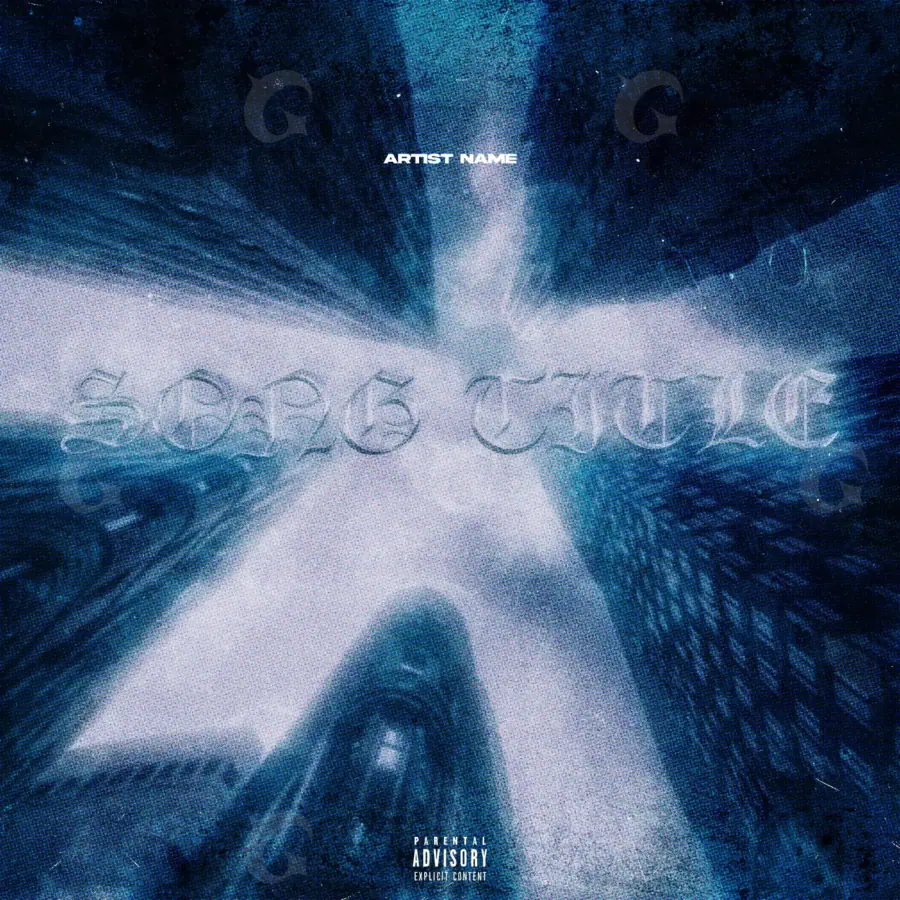 Music cover artwork “Blue Abstract”: abstract and lettering, blue tones