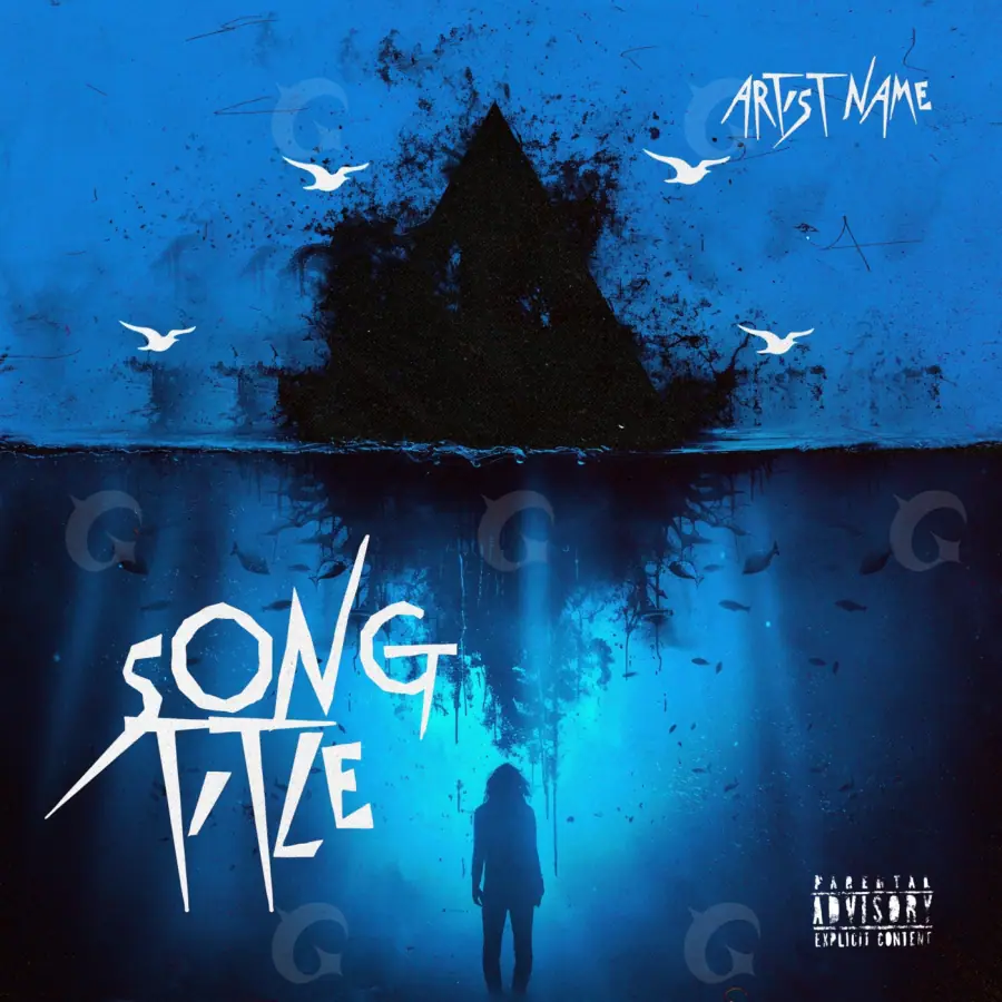 Premade cover art “Blue Bird”: bird and triangle, blue tones