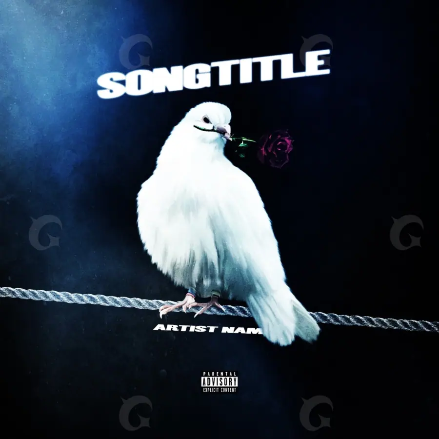 Premade cover art “Blue Bird”: bird and rose, blue tones