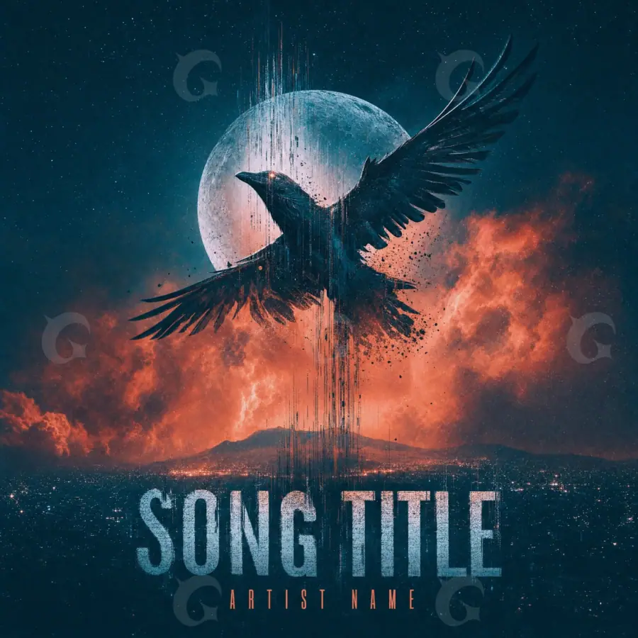 Обложка для песни «Blue Bird»: птица и круг; палитра — синяя