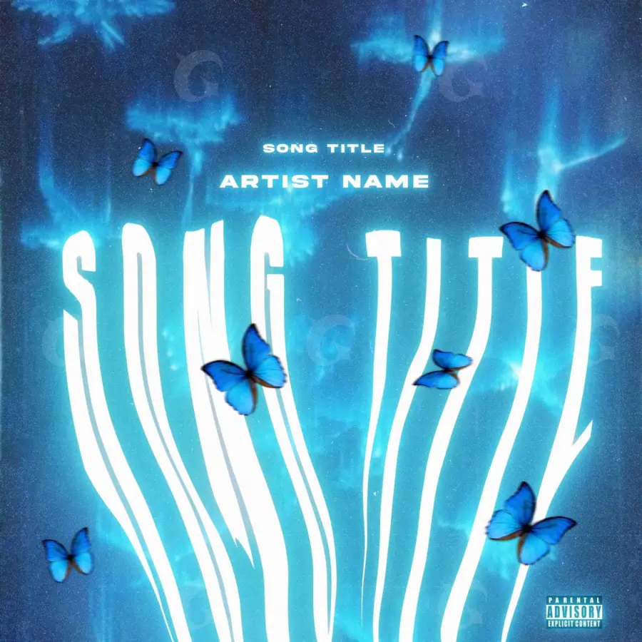 Music cover artwork “Blue Butterfly”: butterfly, blue tones