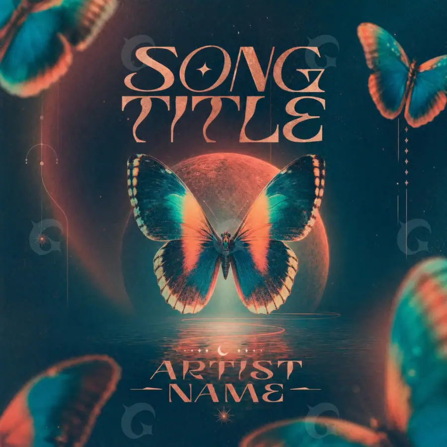 Premade cover art “Blue Butterfly”: butterfly, blue tones