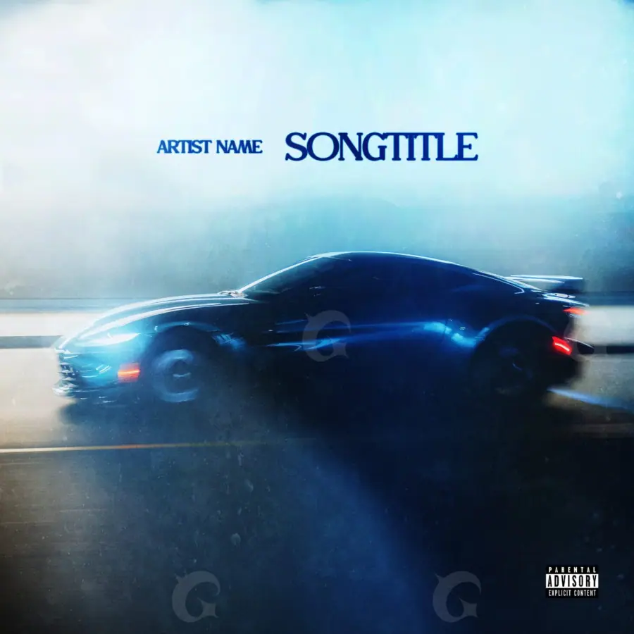 Album cover art “Blue Car”: car and road, blue tones