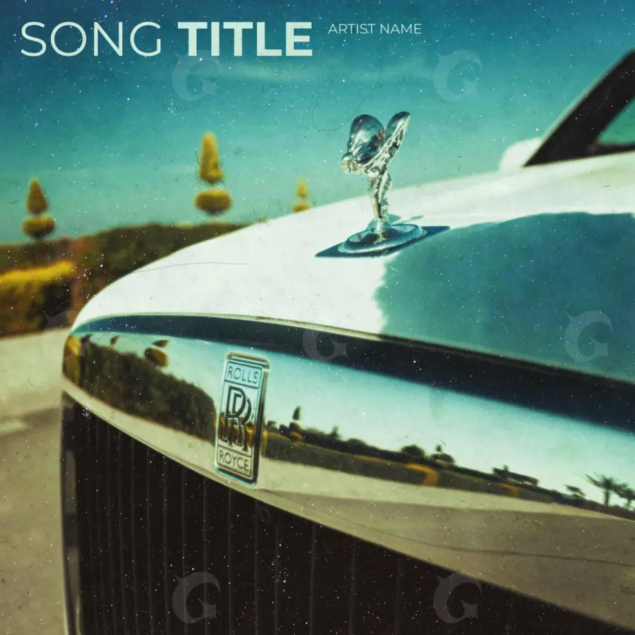 Arte de portada musical «Blue Car»: coche y agua; color azul