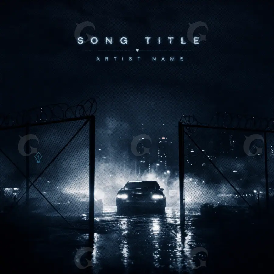Готовая обложка для трека «Blue Car»: автомобиль и дорога; палитра — синяя