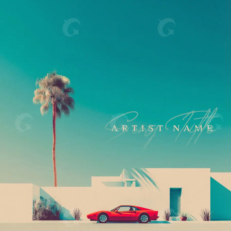Album cover art “Blue Car”: car and building, blue tones