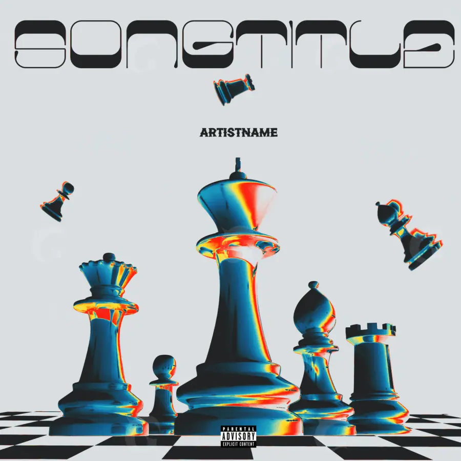 Готовая обложка для трека «Blue Chess»: шахматы; палитра — синяя