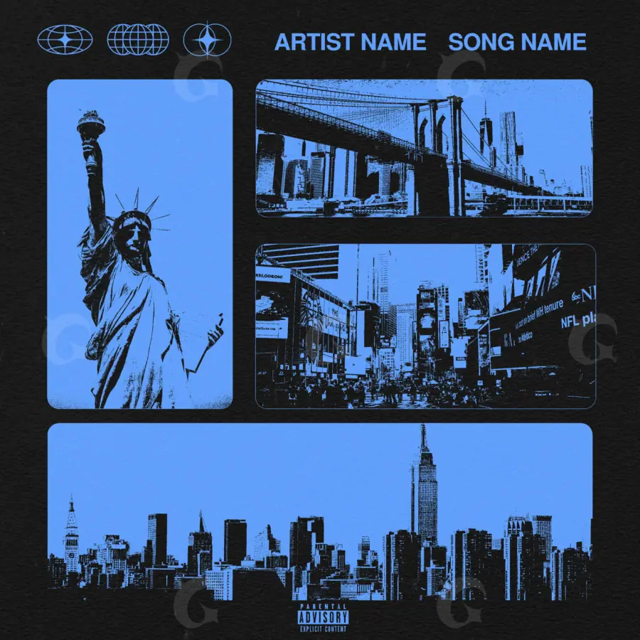 Music cover artwork “Blue City”: city, blue tones