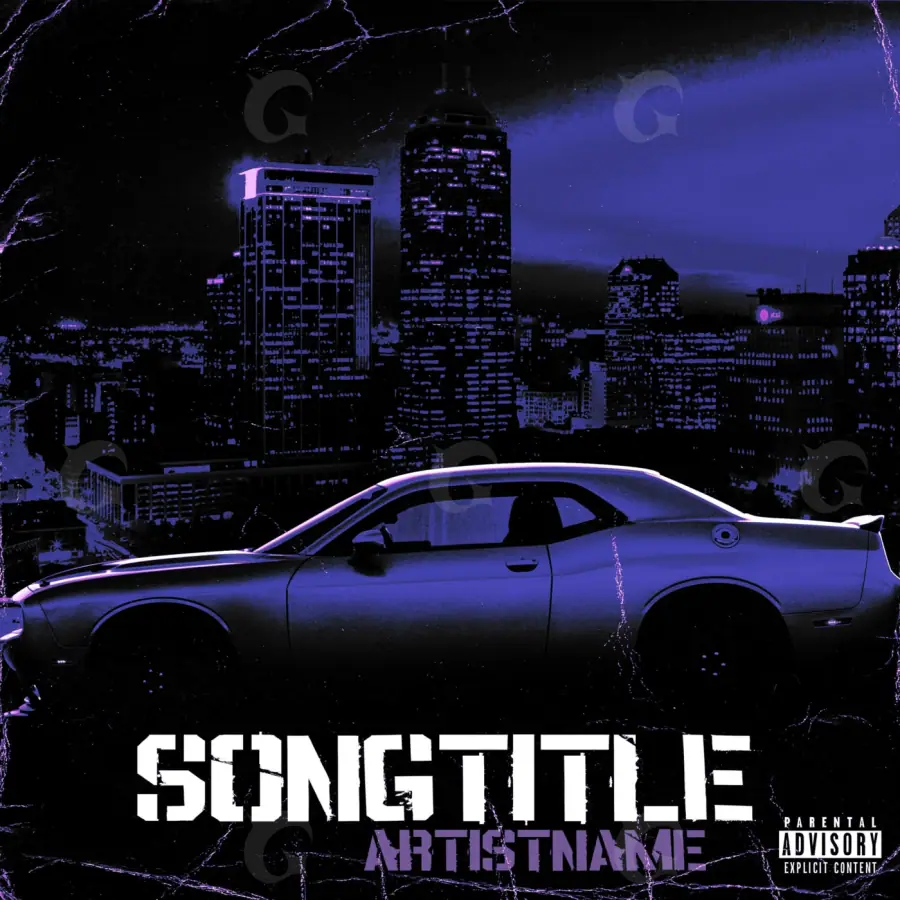 Premade cover art “Blue City”: city and car, blue tones