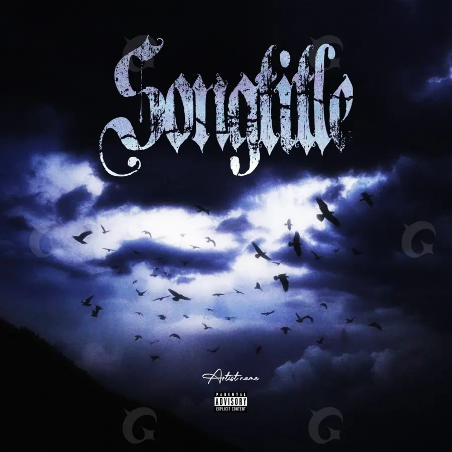 Portada para canción «Blue Cloud»: nube y ave; color azul