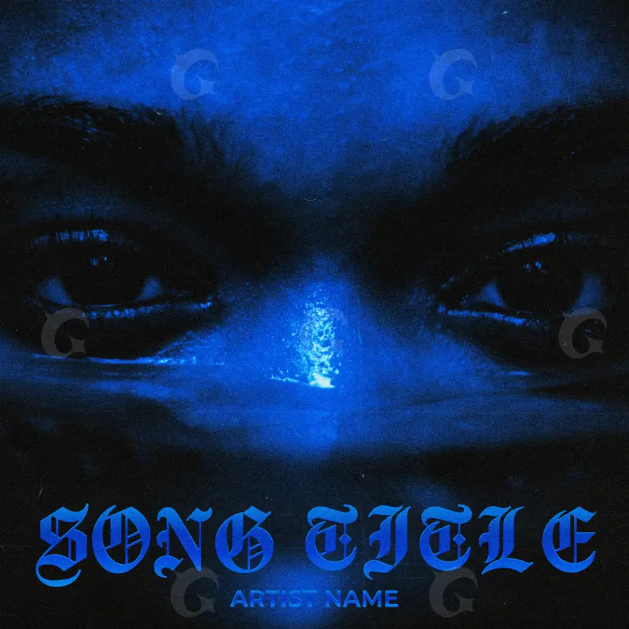 Обложка для альбома «Blue Face»: лицо и глаза; палитра — синяя