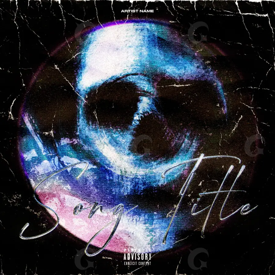 Premade cover art “Blue Face”: face and circle, blue tones