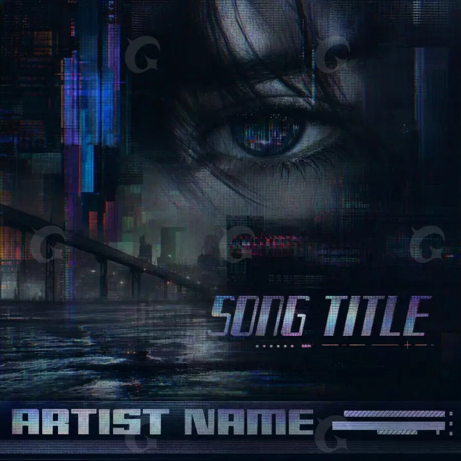Portada para canción «Blue Face»: rostro y ojos; color azul