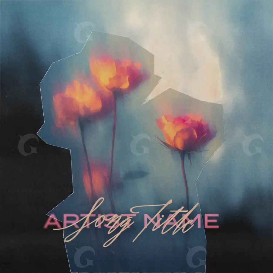 Album cover art “Blue Flower”: flower and cloud, blue tones