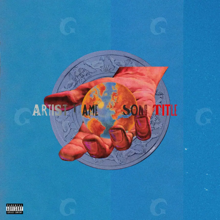 Portada prediseñada «Blue Hand»: mano y círculo; color azul