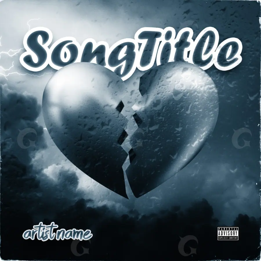 Album cover art “Blue Heart”: heart and cloud, blue tones