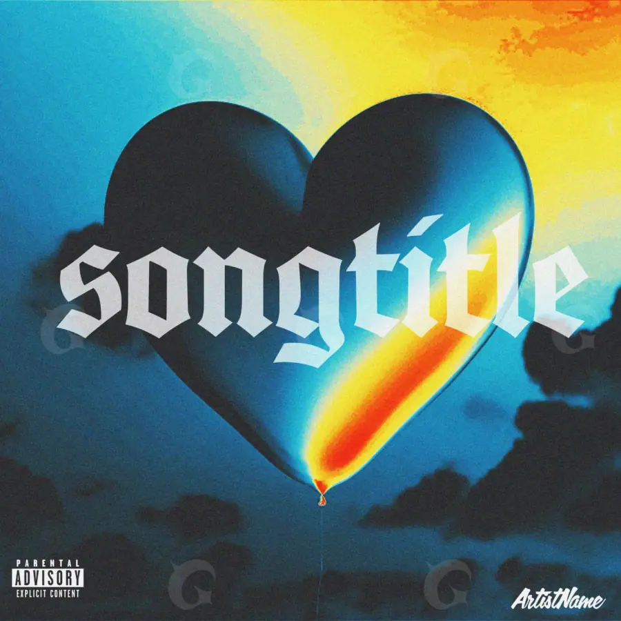 Portada para canción «Blue Heart»: corazón y nube; color azul