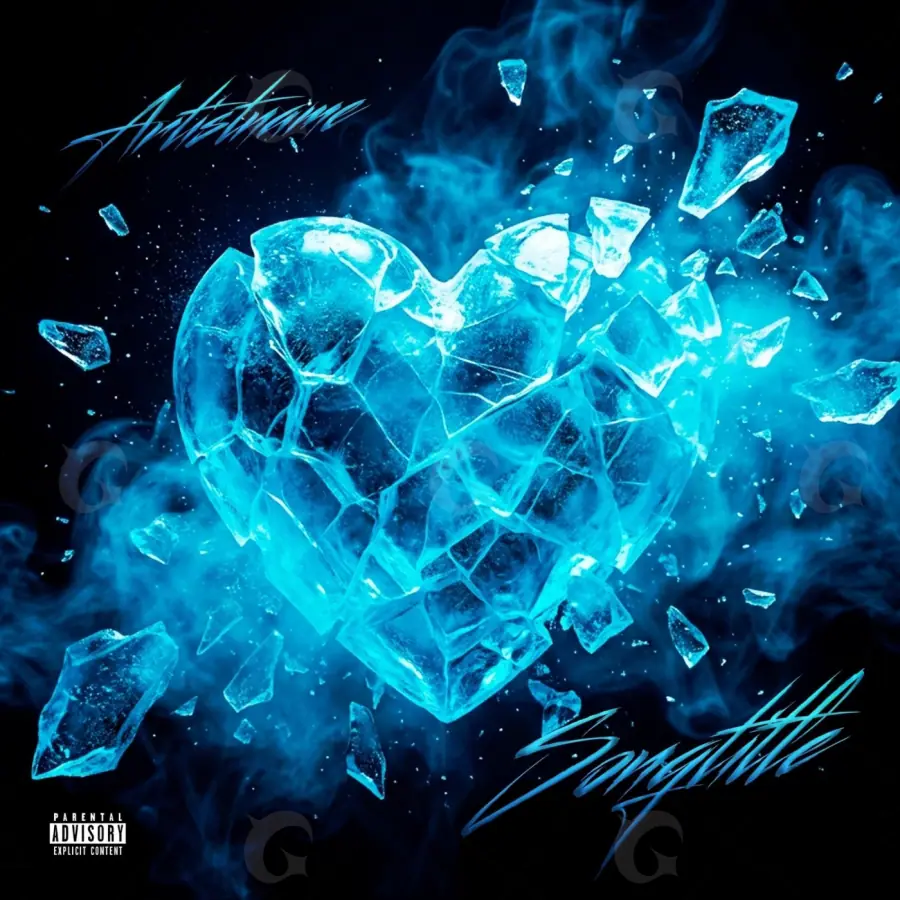 Обложка для альбома «Blue Heart»: сердце и снег; палитра — синяя