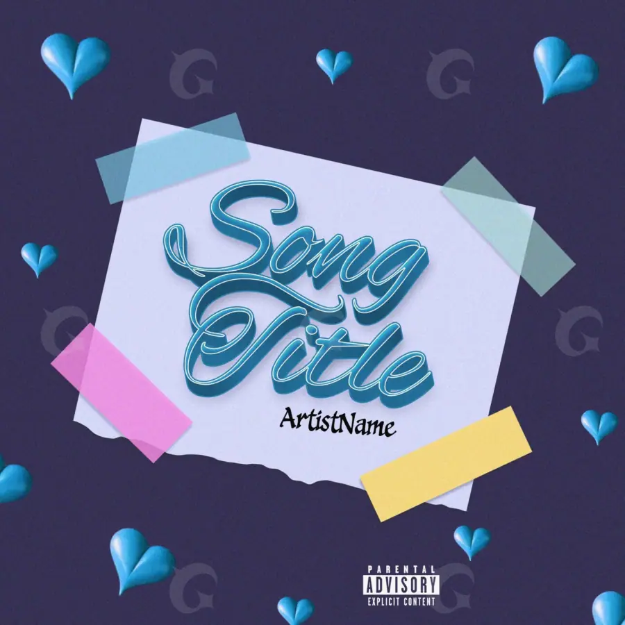 Premade cover art “Blue Heart”: heart, blue tones