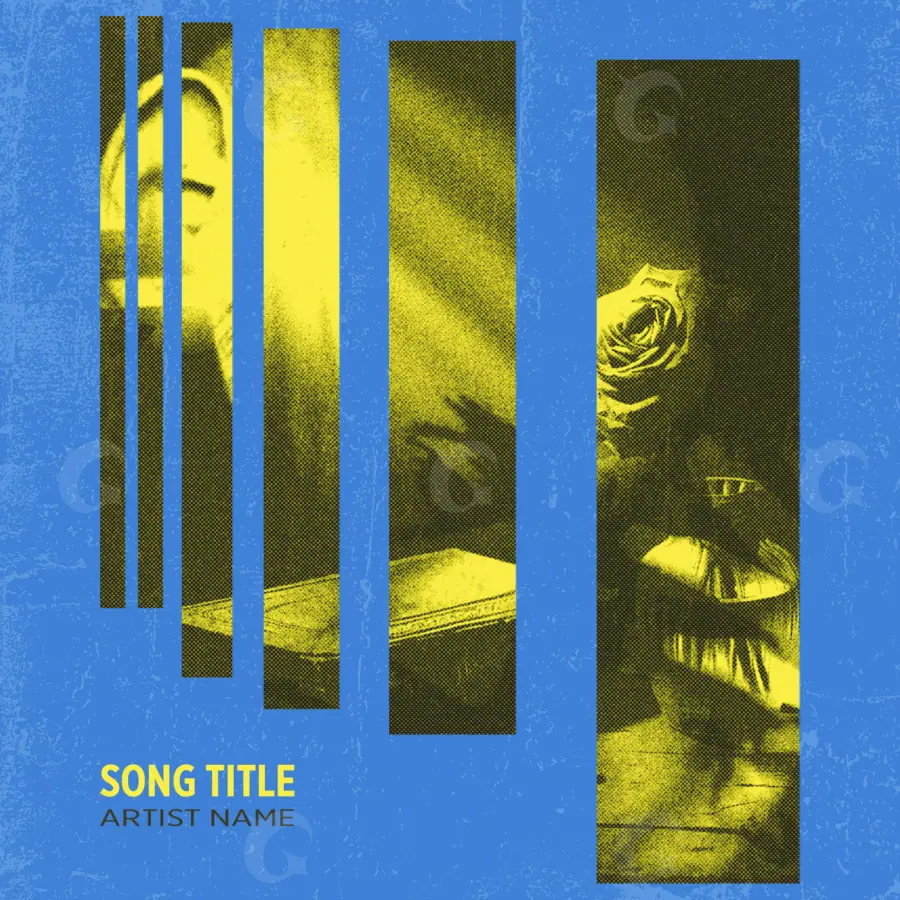Music cover artwork “Blue Lettering”: lettering, blue tones