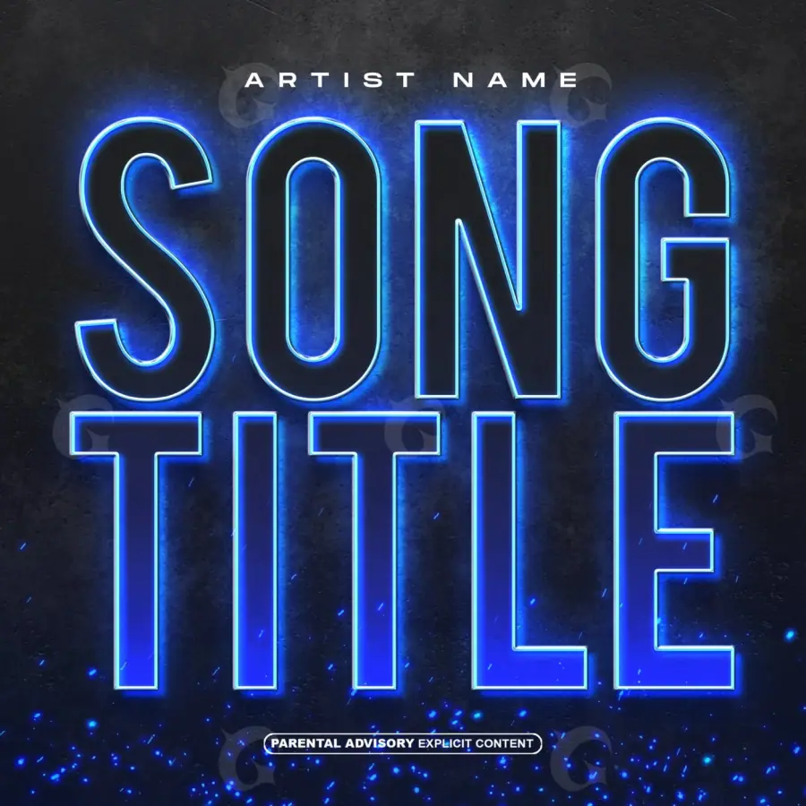 Готовая обложка для трека «Blue Lettering»: типографика; палитра — синяя