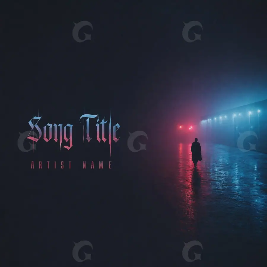 Premade cover art “Blue Lettering”: lettering, blue tones