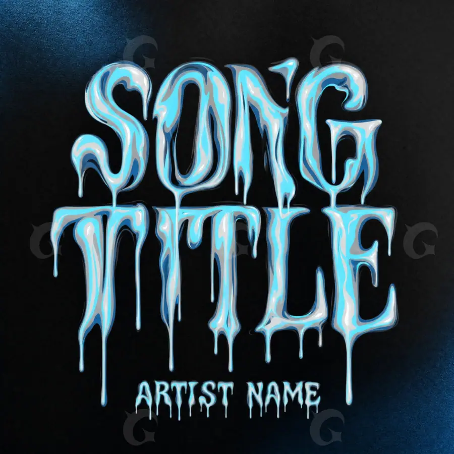 Premade cover art “Blue Lettering”: lettering and abstract, blue tones
