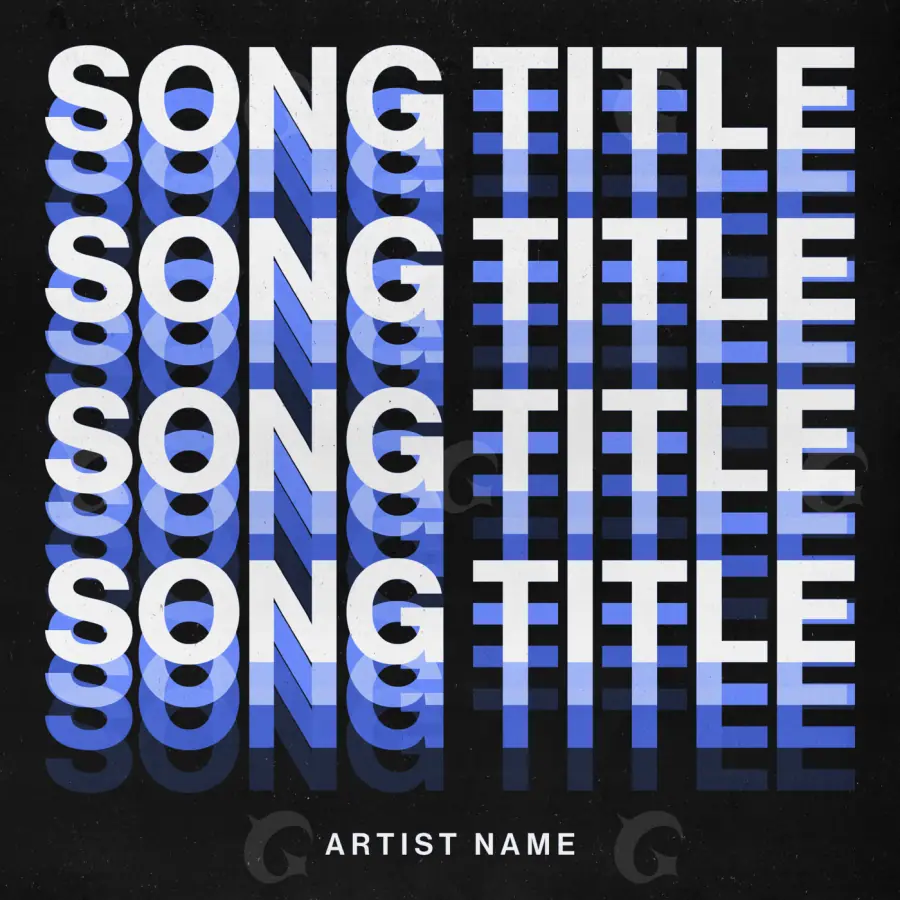 Готовая обложка для трека «Blue Lettering»: типографика и абстракция; палитра — синяя