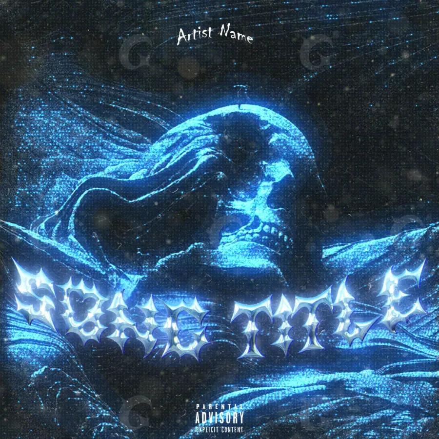 Album cover art “Blue Lettering”: lettering, blue tones