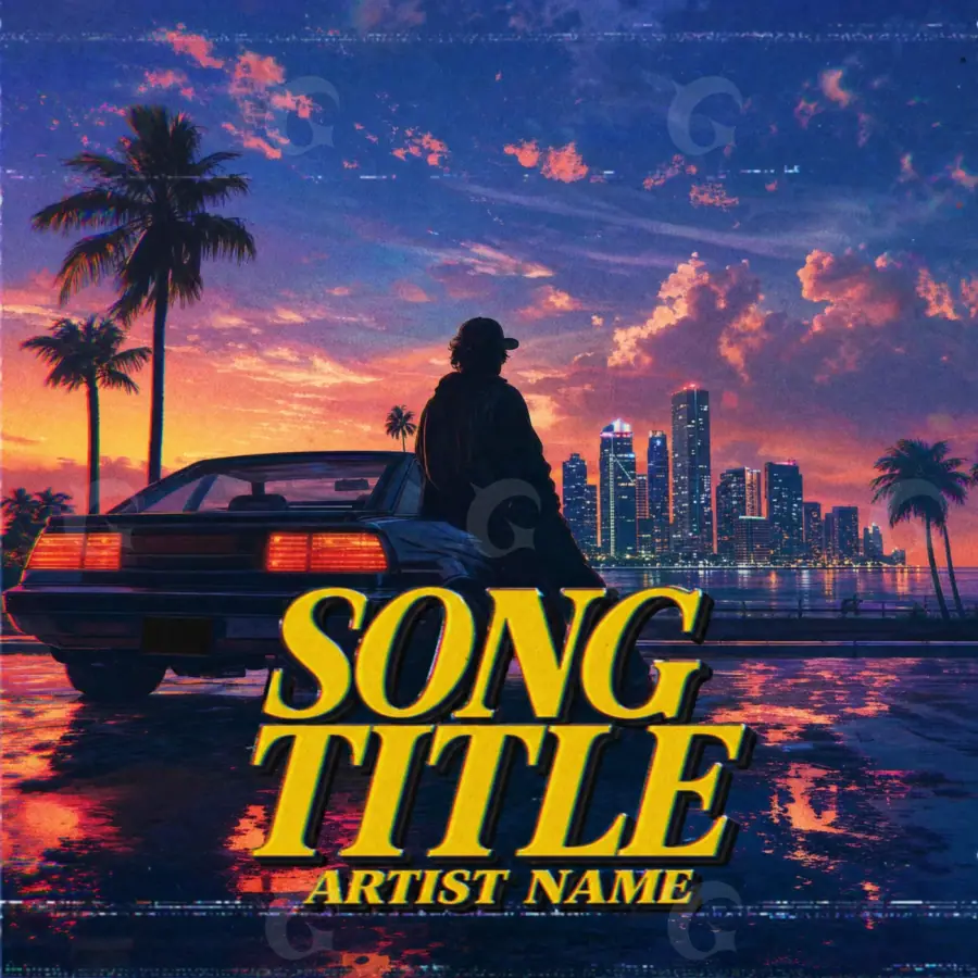 Music cover artwork “Blue Man”: man and car, blue tones