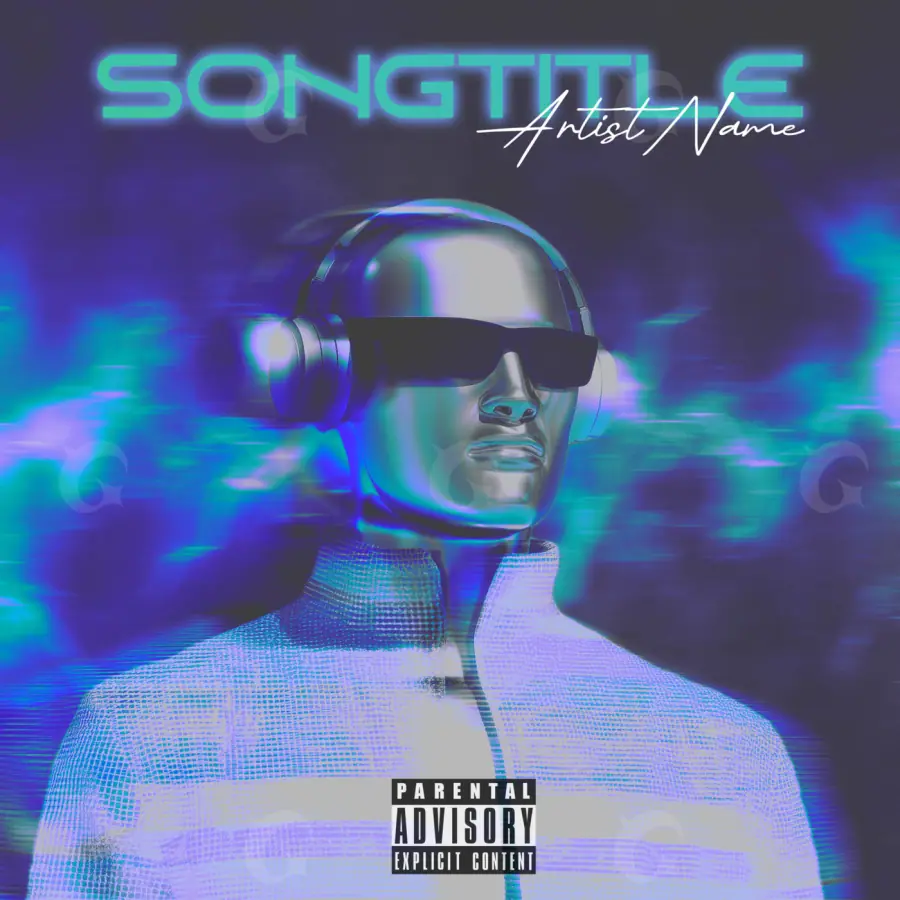 Album cover art “Blue Man”: man and headphones, blue tones