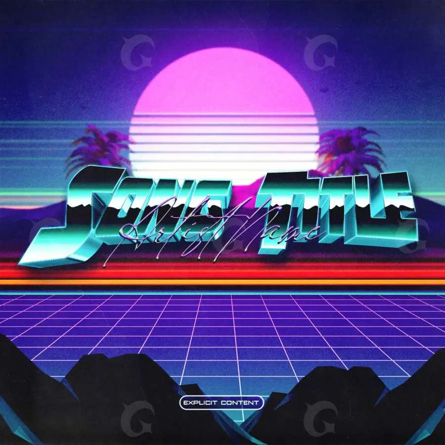 Music cover artwork “Blue Neon”: neon and palm, blue tones