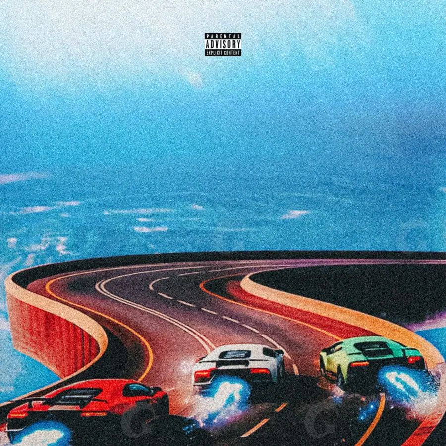 Premade cover art “Blue Road”: road and car, blue tones