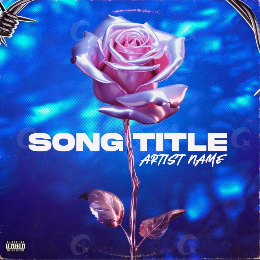 Music cover artwork “Blue Rose”: rose, blue tones