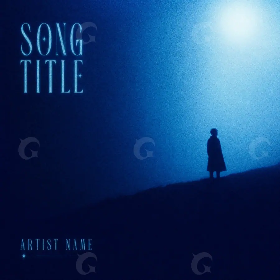 Обложка для песни «Blue Silhouette»: силуэт и луна; палитра — синяя