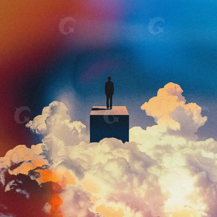 Готовая обложка для трека «Blue Silhouette»: силуэт и парень; палитра — синяя
