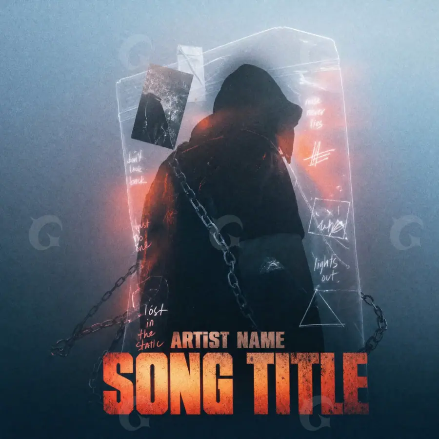 Music cover artwork “Blue Silhouette”: silhouette and chain, blue tones