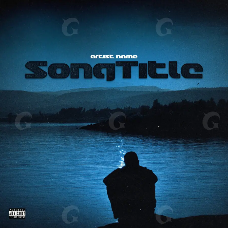Portada para canción «Blue Silhouette»: silueta y hombre; color azul