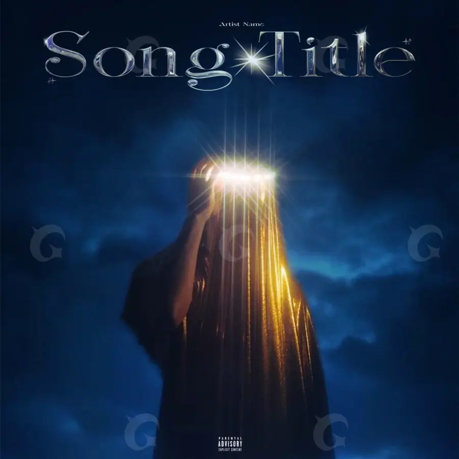 Arte de portada musical «Blue Silhouette»: silueta y mano; color azul