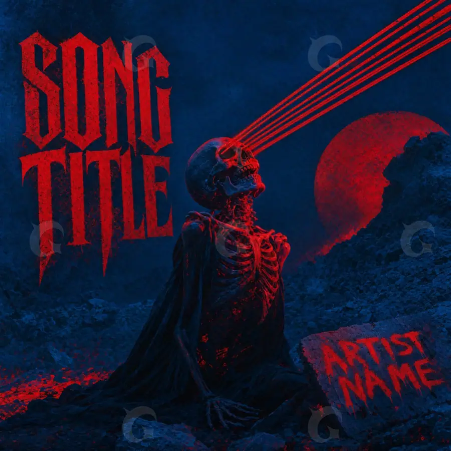 Portada prediseñada «Blue Skeleton»: esqueleto y círculo; color azul
