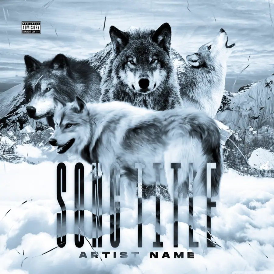 Music cover artwork “Blue Snow”: snow and tree, blue tones
