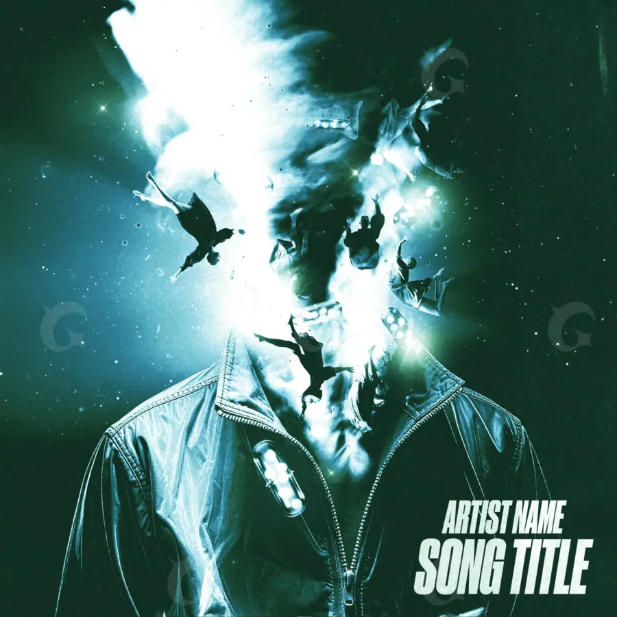 Music cover artwork “Blue Star”: star and man, blue tones