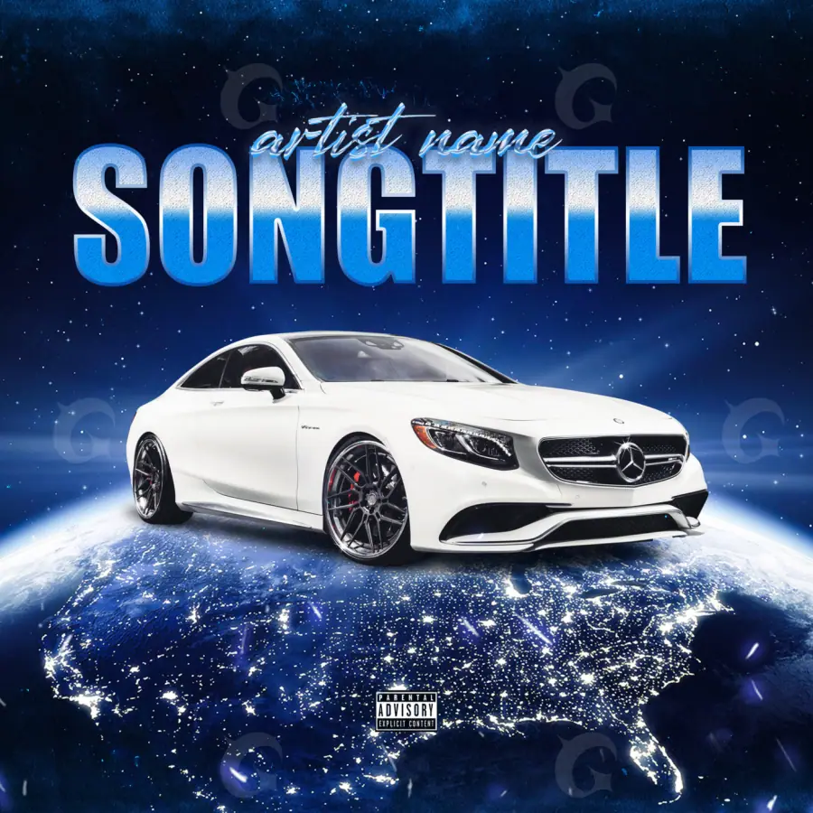 Portada prediseñada «Blue Star»: estrella y coche; color azul