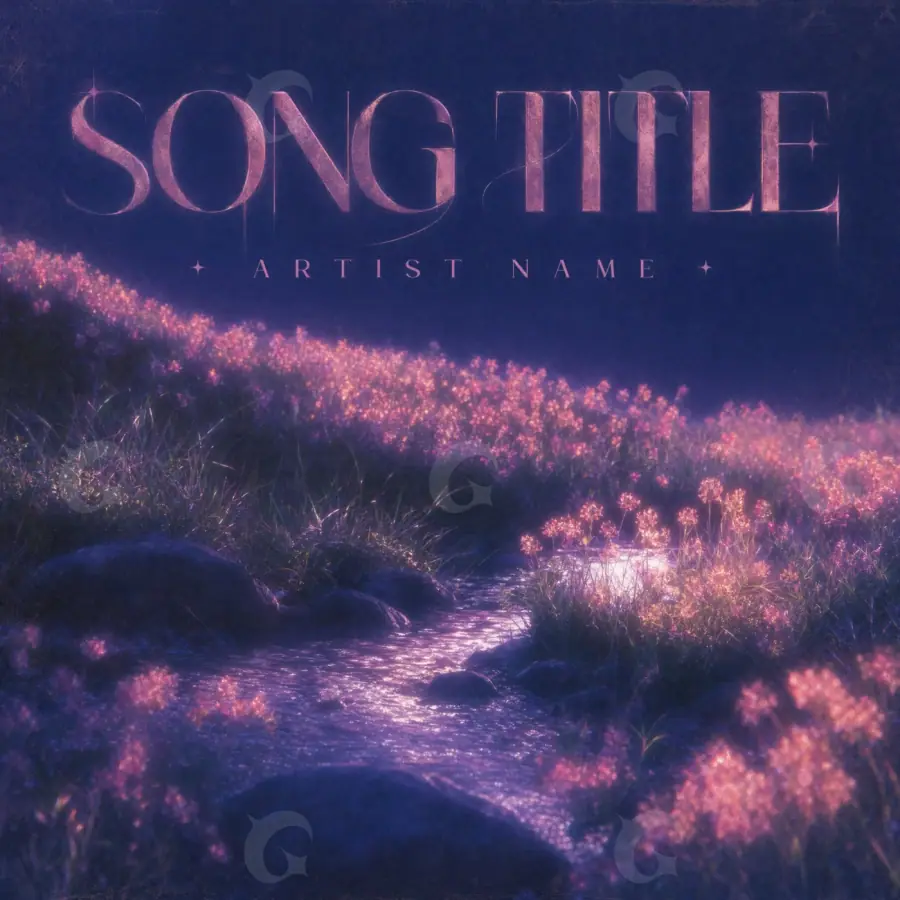 Arte de portada musical «Blue Star»: estrella y río; color azul