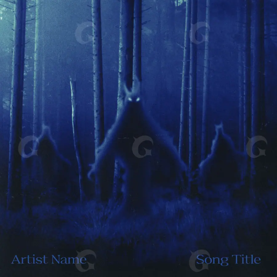 Обложка для песни «Blue Tree»: дерево; палитра — синяя