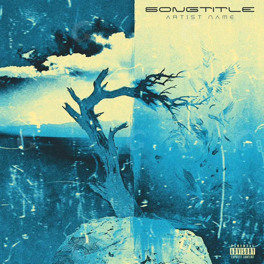 Portada prediseñada «Blue Tree»: árbol y nube; color azul