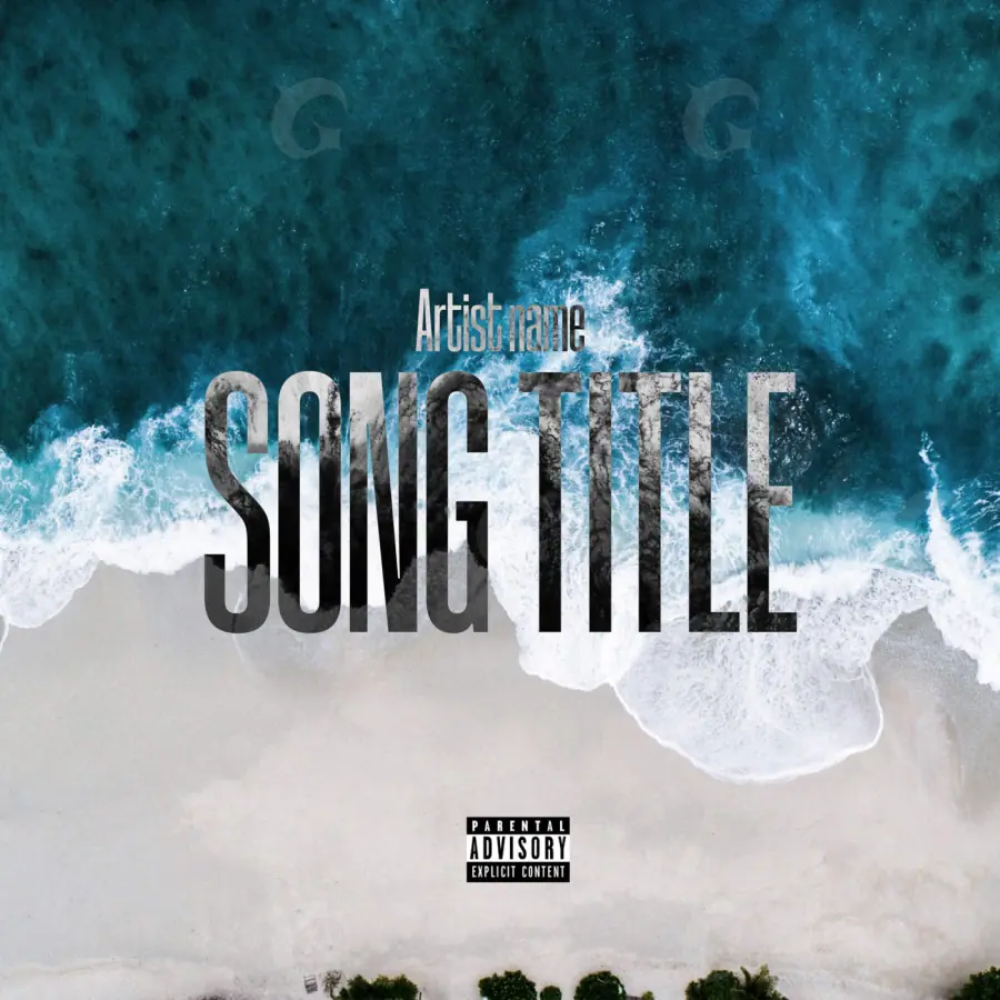 Arte de portada musical «Blue Wave»: ola y agua; color azul