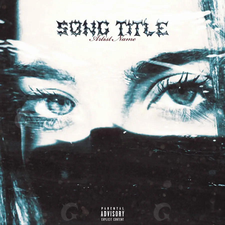 Обложка для песни «Blue Woman»: девушка и лицо; палитра — синяя