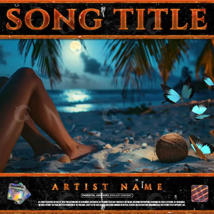 Music cover artwork “Blue Woman”: woman and palm, blue tones