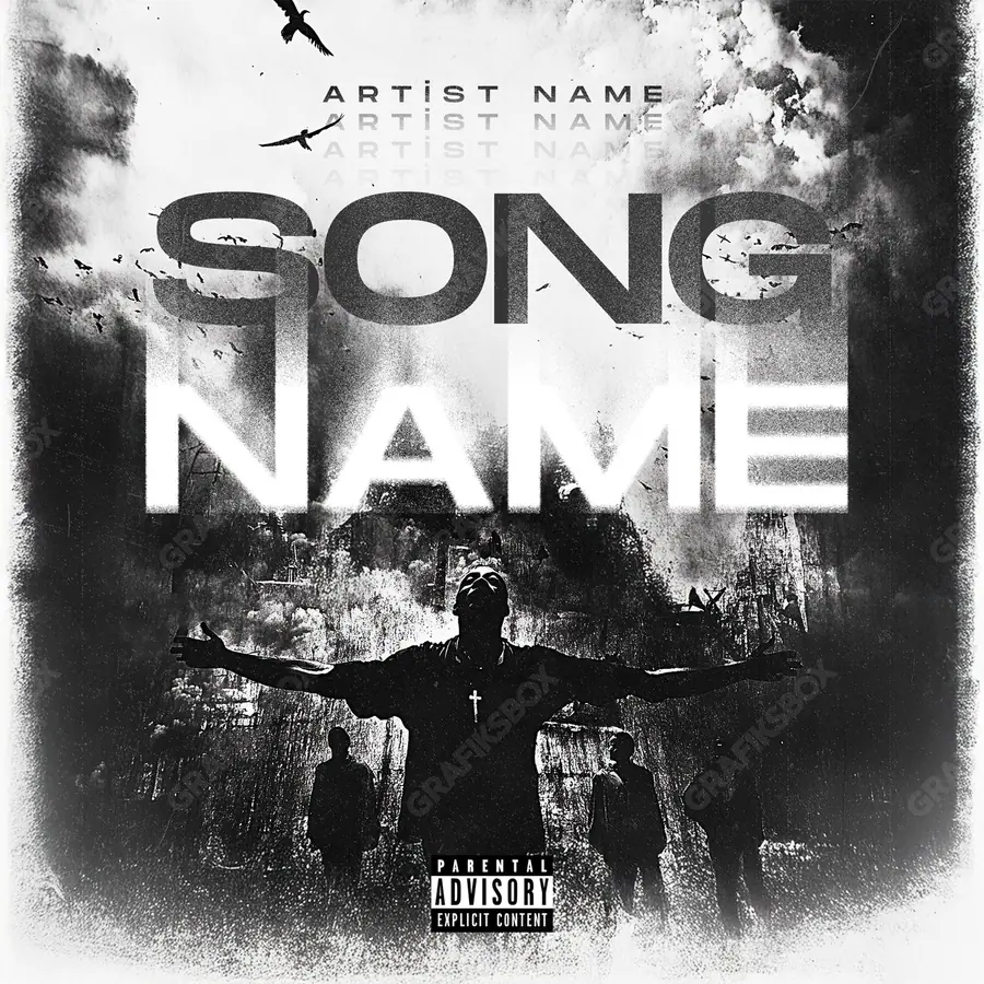 Premade album cover “Acclaimed” — a subject with a character of its own in a monochrome palette